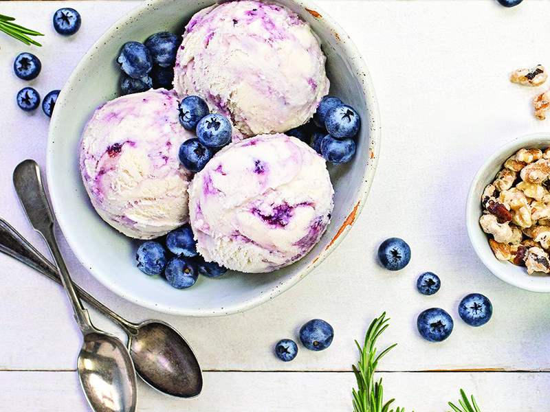 Blueberry rosemary ice cream